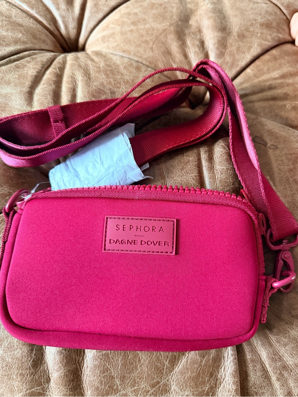 Dagne Dover x Sephora Wine Neoprene Crossbody Bag Limited Edition Berry Belt Bag